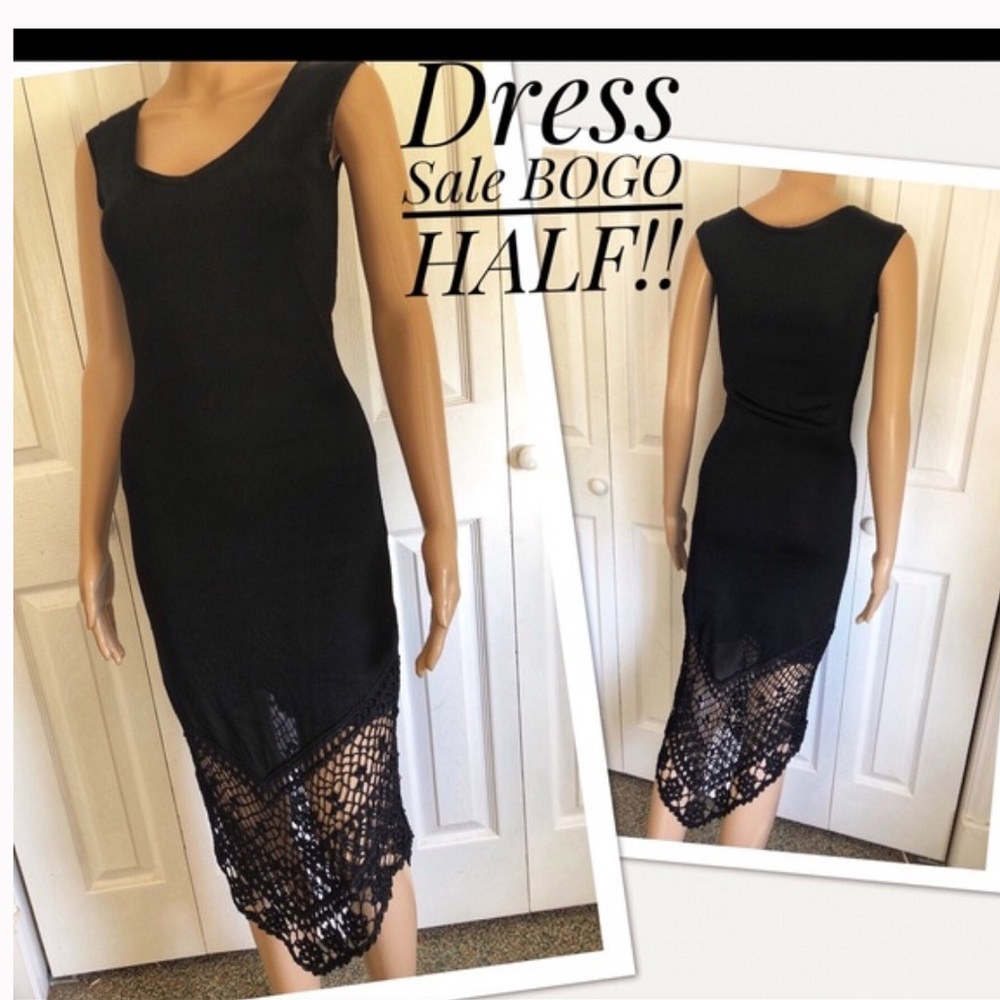 GUESS COLLECTION BLACK CROCHET MEDIUM DRESS